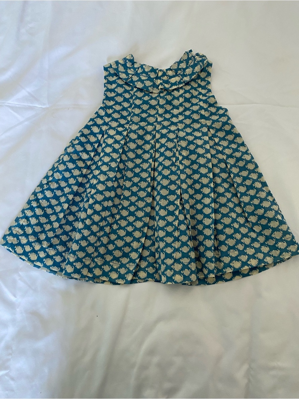 Teal Floral A-Line Girls' Dress with Peter Pan Collar
